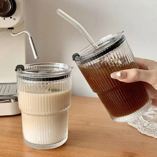 Aesthetic Ribbed Waist Glass Cup Set