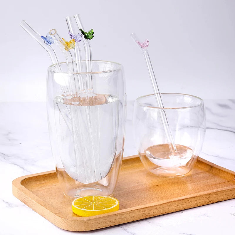 butterfly glass straws