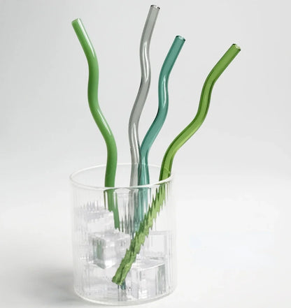 Wavy Glass Straw Sets