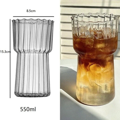 Aesthetic Ribbed Glass Cup